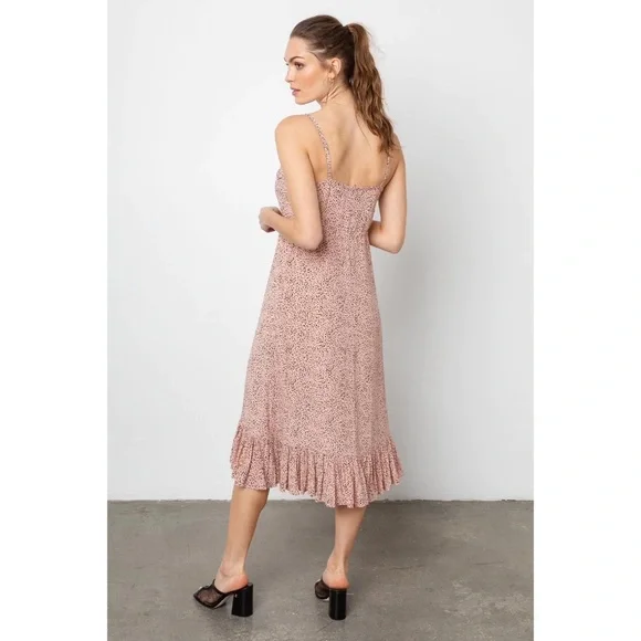 🐆 Rails, Frida Dusty Rose Spotted High-Low Dress